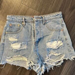 Signature8 Light Wash Ripped Jean Shorts